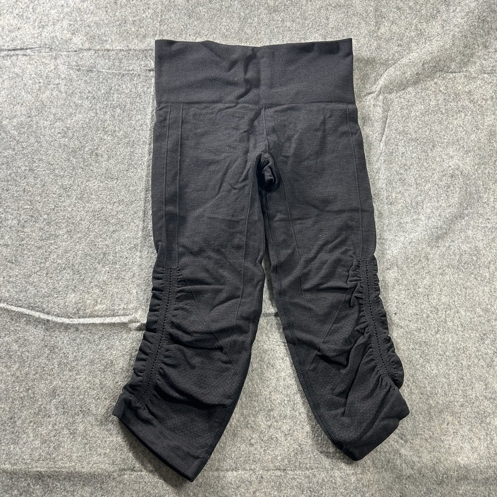 Lululemon In The Flow Ruched Leggings Women's 2 Yoga Gym Cropped Gray Pants